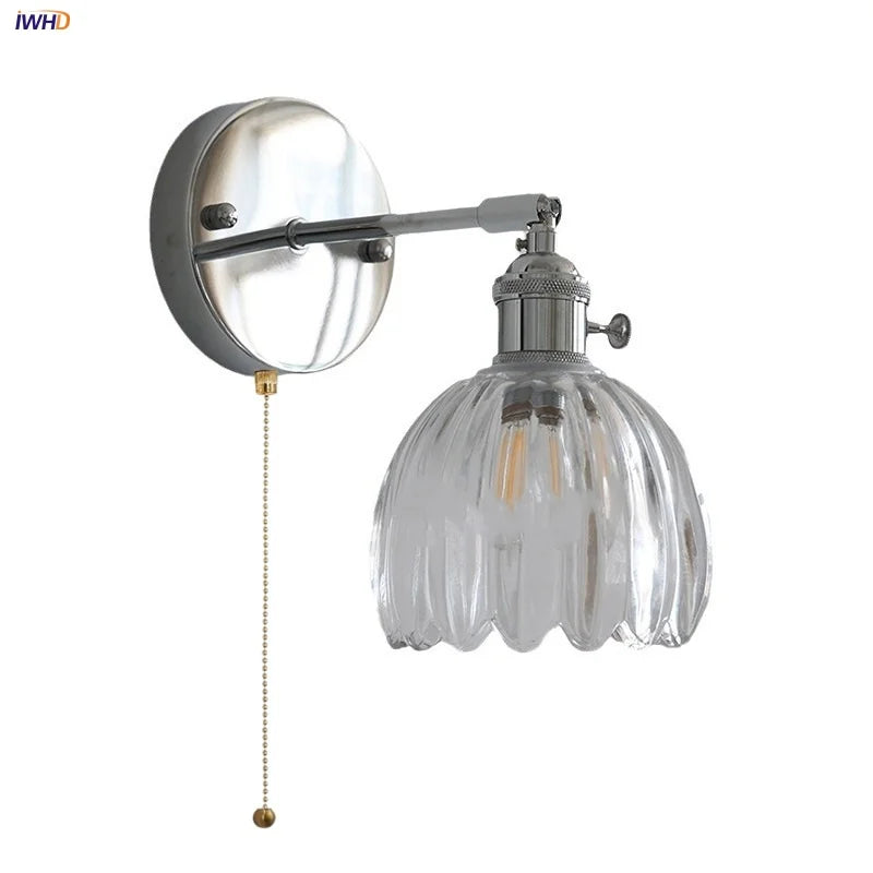 Clear Glass Iron Wall Lamp - Dual Light Up Down Rotate for Home Décor