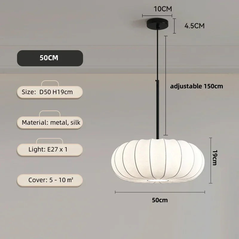 Silk Pendant Light | Elegant LED Chandelier for Dining Room and Bedroom