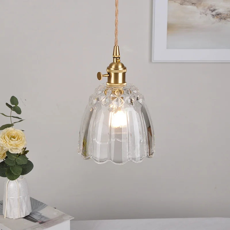 Afralia™ Clear Glass Pendant Lamp with Knob Switch for Modern Minimalist Decor
