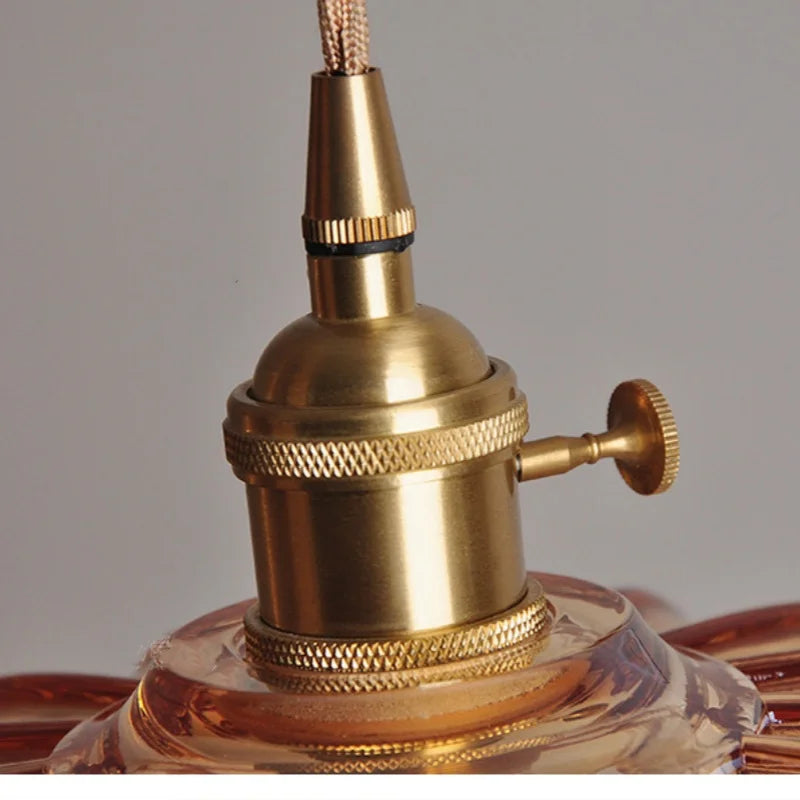 Amber Glass LED Pendant Lamp 200cm Wire Adjustable Nordic Modern Simple Hanging Lights