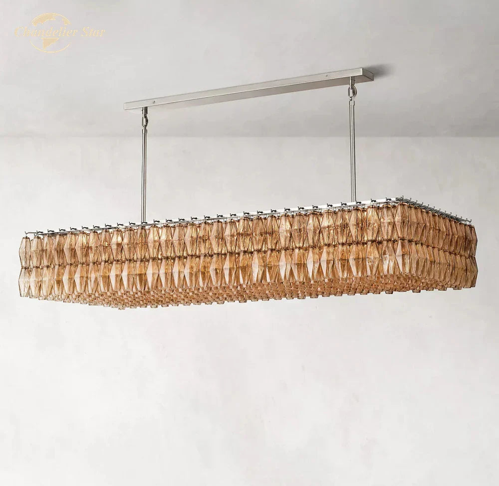 Chiara Smoke Glass Linear Chandelier for Dining & Living Room