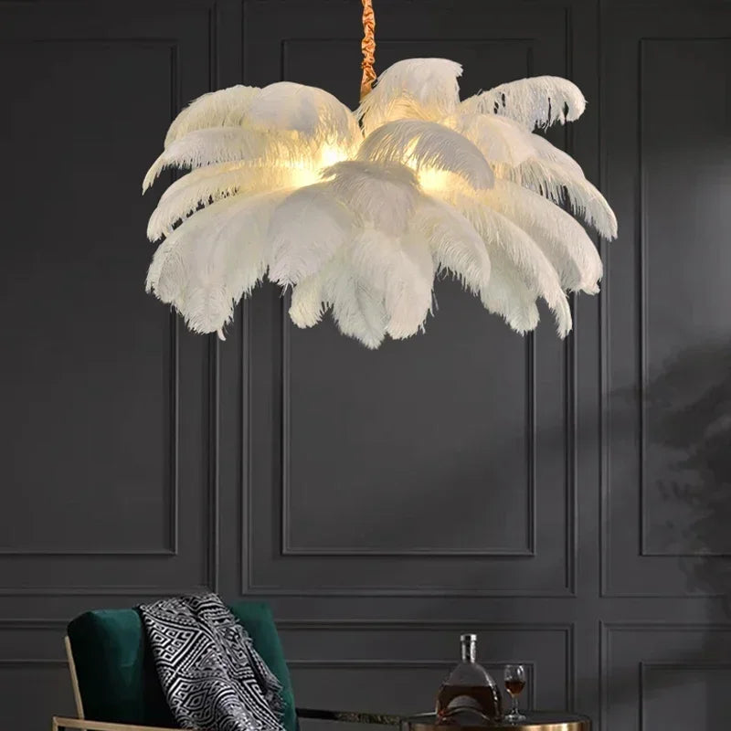 Nordic Feather LED Pendant Lamp - Luxe Home Decor & Indoor Lighting