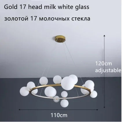 Glass Ball LED Chandelier: Modern Nordic Style for Living, Dining, Kitchen, Study