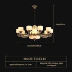 Natural Jade Copper Chandelier Modern Duplex Building Zhongshan Lamps