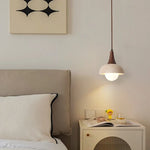 Afralia™ LED Pendant Lamp White Glass Ball Yellow Travertine Hanging Light