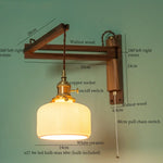 Walnut Wood LED Wall Lamp Copper Ceramic Minimalistic Loft Light