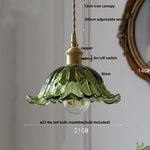 Green Glass LED Pendant Light: Nordic Modern Hanging Lamp for Dining & Bedroom