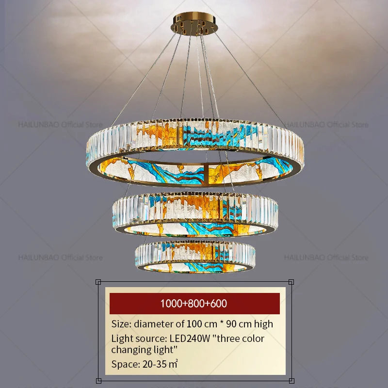 Crystal Chandelier Ring Light Modern Elegant Dining Living Room Lighting