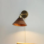 Copper Socket LED Wall Lights Pull Chain Switch Nordic Modern Rotate Bedside Lamp