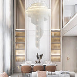 Gold Tassel LED Chandelier for High Ceilings - Elegant Home Decor Lighting