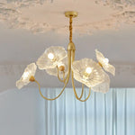Lotus Leaf Glass Ceiling Chandelier with E14 Bulb