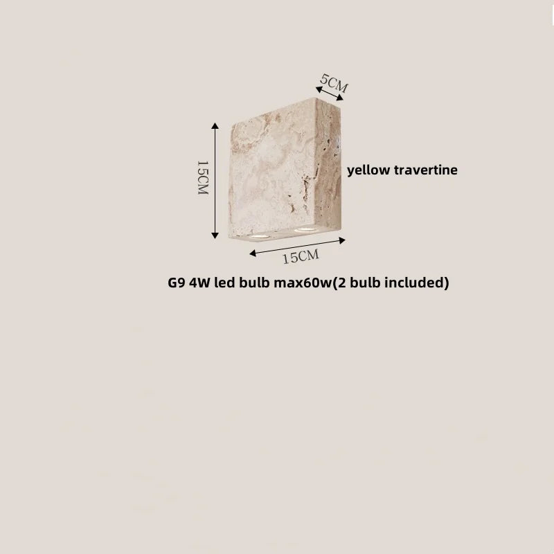 Yellow Cave Stone LED Wall Sconce with Pull Chain, Modern Glass Stair Light