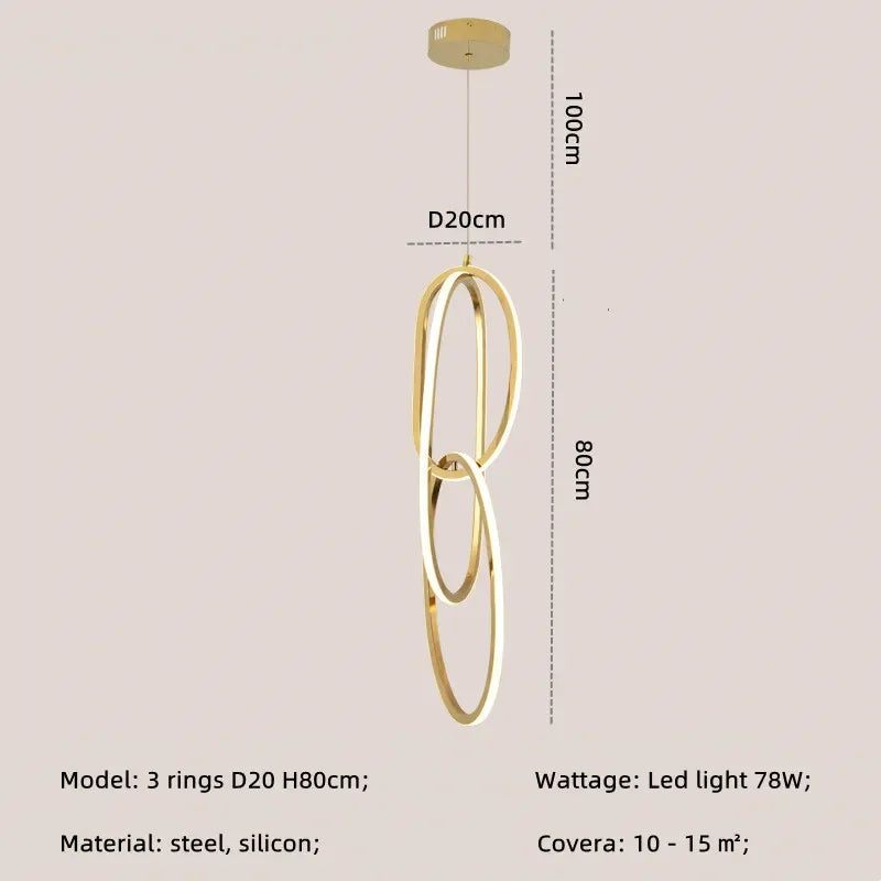 Gold Steel Pendant Light for Home Decor & Bar, Stylish LED Hanging Lamp