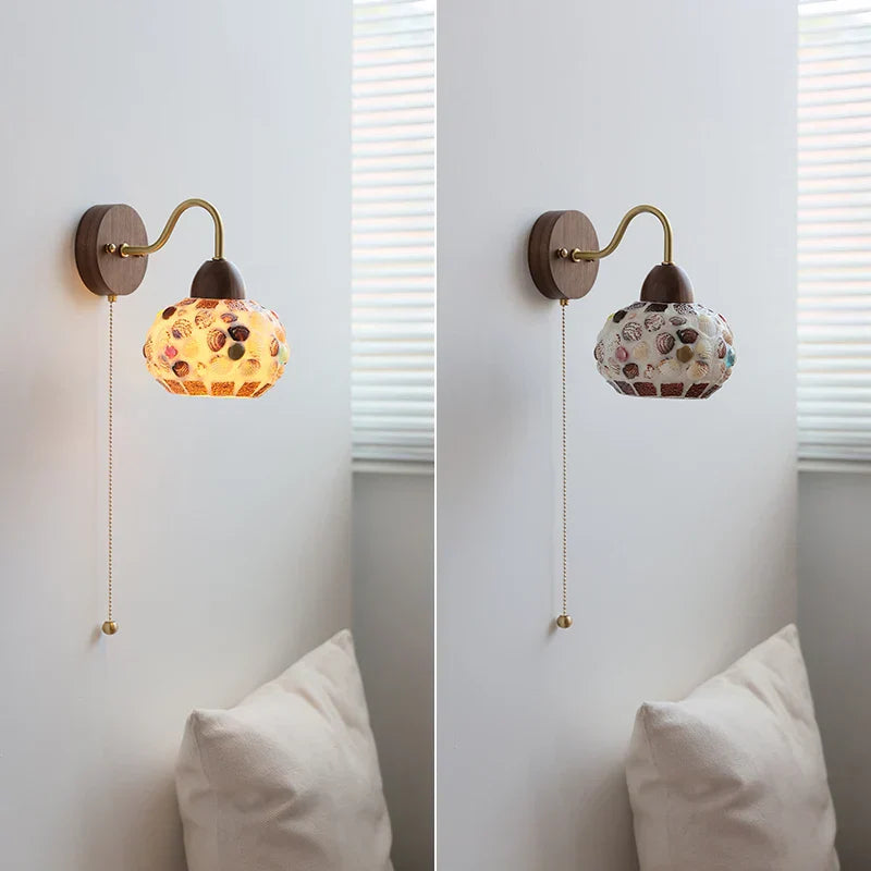 Tiffany Style Glass LED Wall Light with Colorful Shell Design