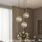 Clear Glass Globe LED Pendant Chandelier for Dining Room and Living Room
