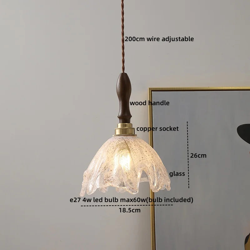 Amber Glass Pendant Lamps Copper Modern Hanging Lights for Living Dining Bedroom