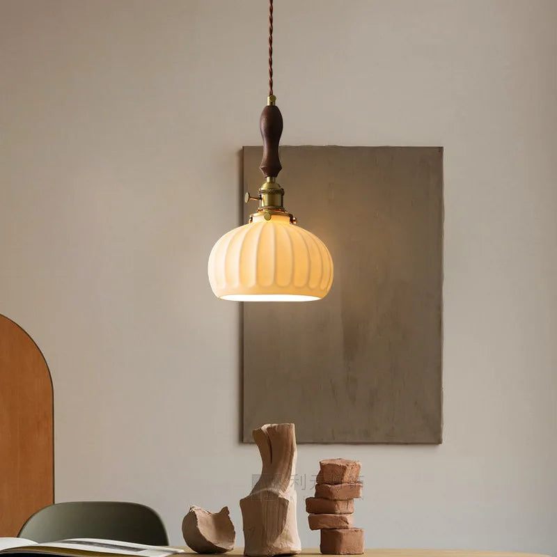 Ceramic Copper Chandelier LED Pendant Light Modern Hanging Lamp for Home Decor