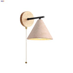 Iron Yellow Travertine Wall Lights, Pull Chain Switch, LED Sconce for Bedroom, Bathroom.