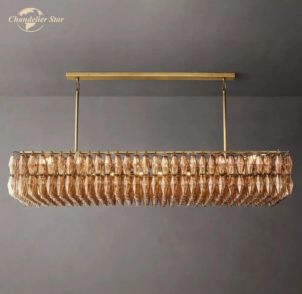Chiara Smoke Glass Linear Chandelier for Dining & Living Room