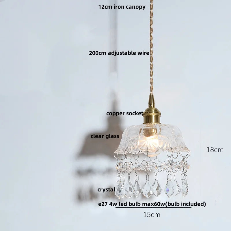 Clear Glass LED Pendant Lamp Modern Nordic Style Adjustable Hanging Light