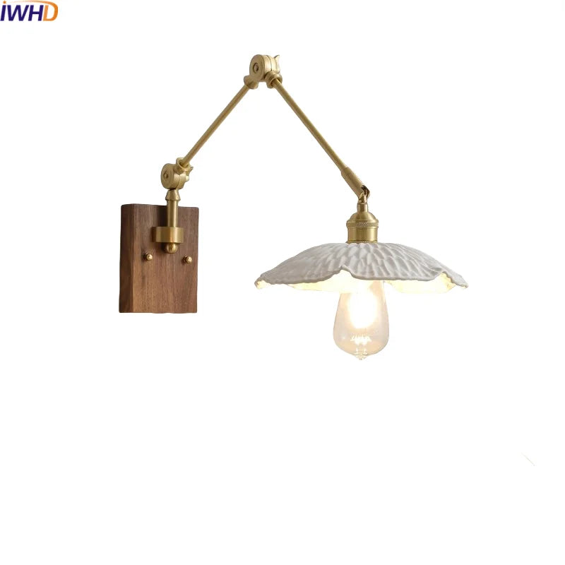 Ceramic Copper Swing Arm LED Wall Lights for Home Decor
