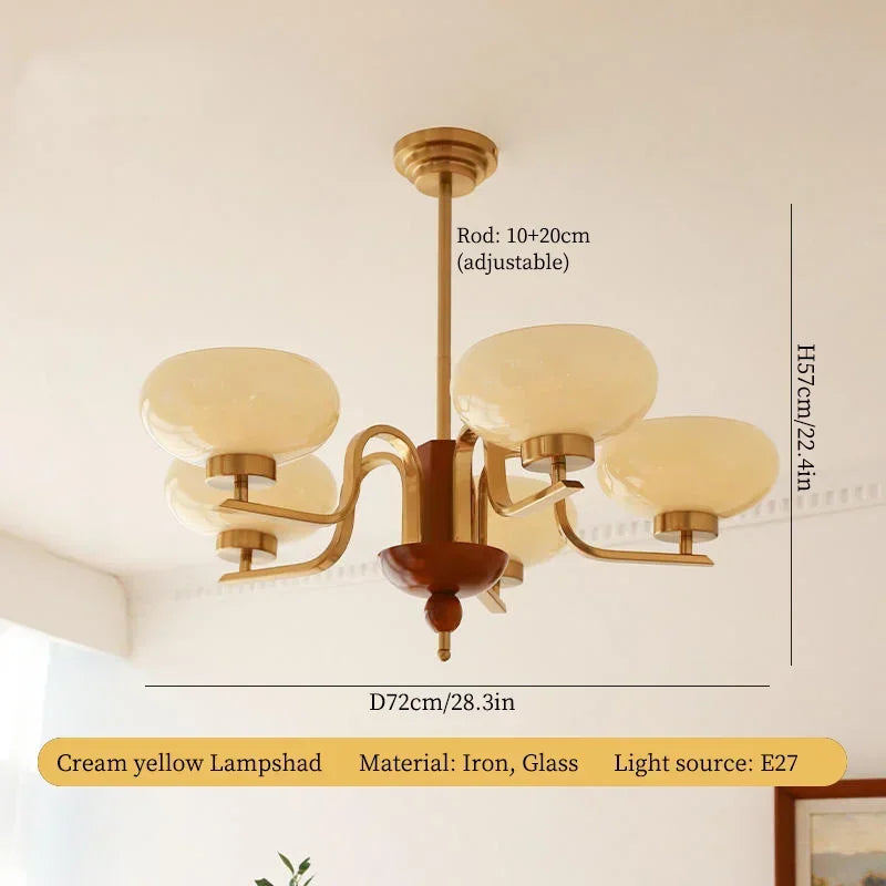 Cream Glass Pendant Chandelier for Home Decor
