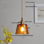 Walnut Wood Clear Glass LED Pendant Lamp - Nordic Modern Hanging Light