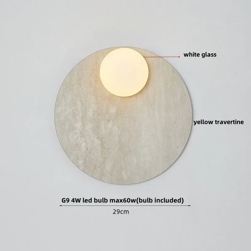 Wabi Sabi LED Wall Light Fixture Stone White Glass Wall Sconce