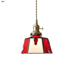 Afralia™ Red Tiffany Glass Knob Switch Pendant Lamp - Nordic Handcrafted LED Hanging Light
