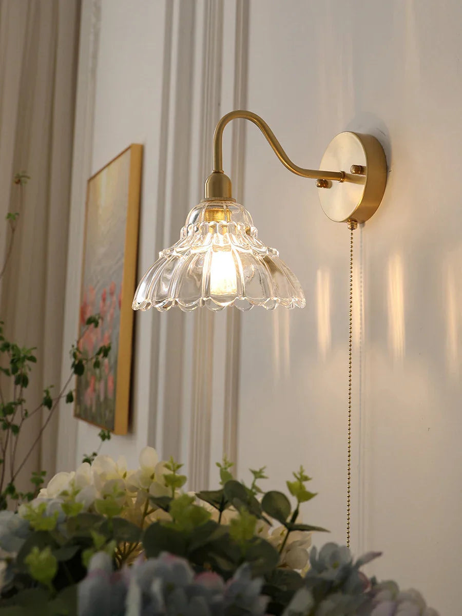 Brass Glass Pendant Light - Luxury Minimalist LED Nordic Flower Restaurant Lamp