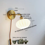 White Glass Copper LED Wall Sconce with Pull Chain Switch
