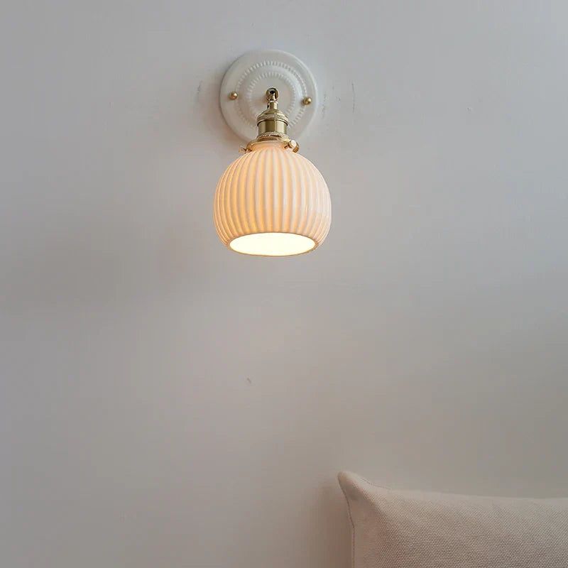 Ceramic Pumpkin LED Wall Sconce Modern Minimalist Bedroom Lighting