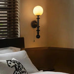 Afralia™ Tawny Glass LED Wall Sconce - Vintage Ash Wood Wandlamp