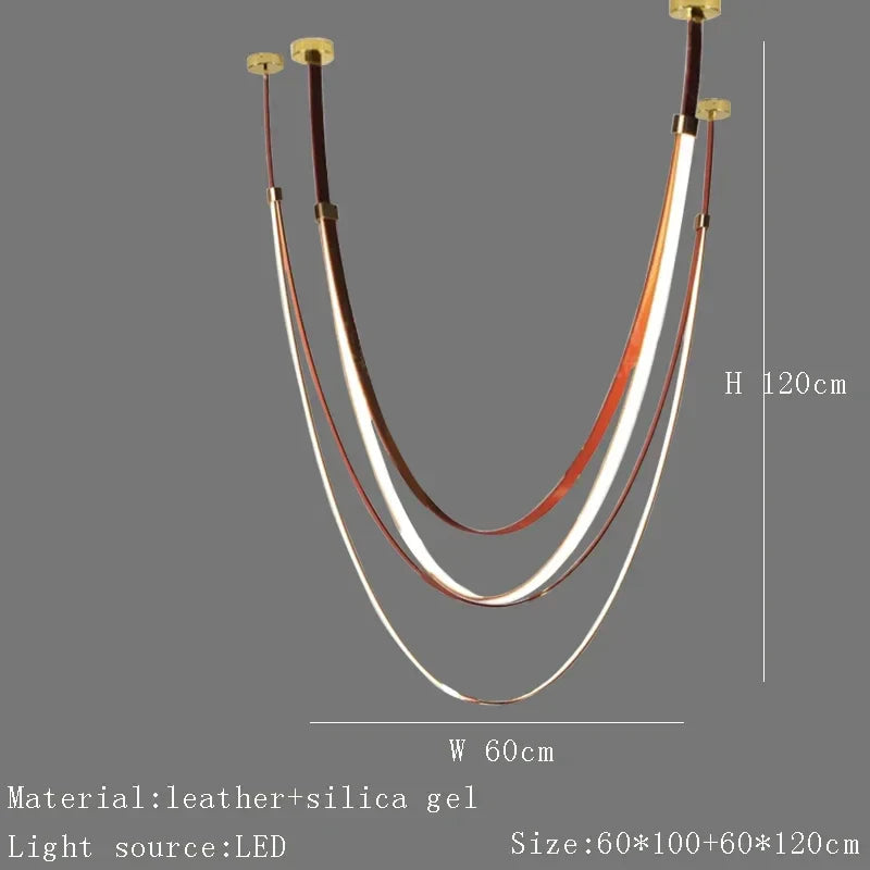 Designer Leather Chandelier Belt Pendant Light for Modern Spaces