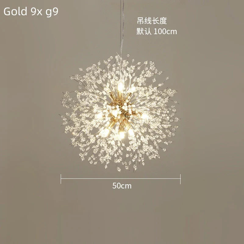 Dandelion Crystal Ceiling Lamp Chandelier for Bedroom Dining Room Kitchen Island