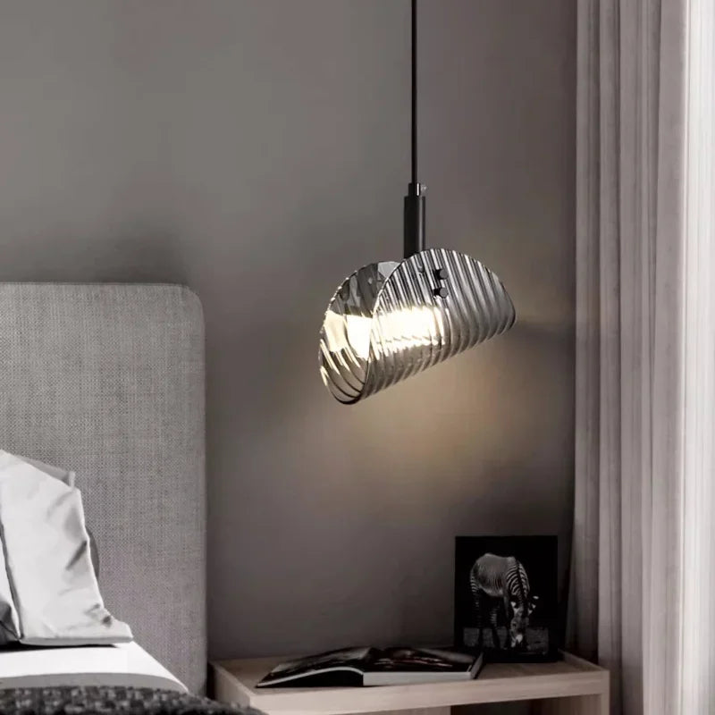 Smoky Gray Glass Chandelier LED Pendant Light for Luxe Dining Room