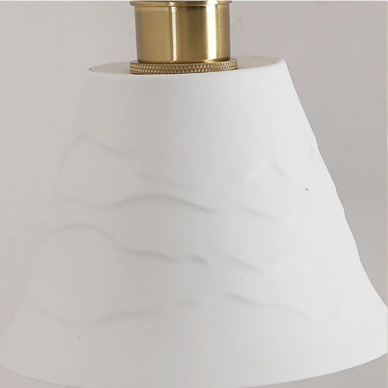 Copper LED Wall Light Pull Chain Switch Modern Ceramic Bedside Lamp