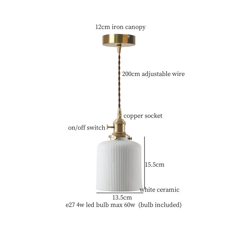 Beige Ceramic LED Pendant Lamp for Home and Commercial Spaces