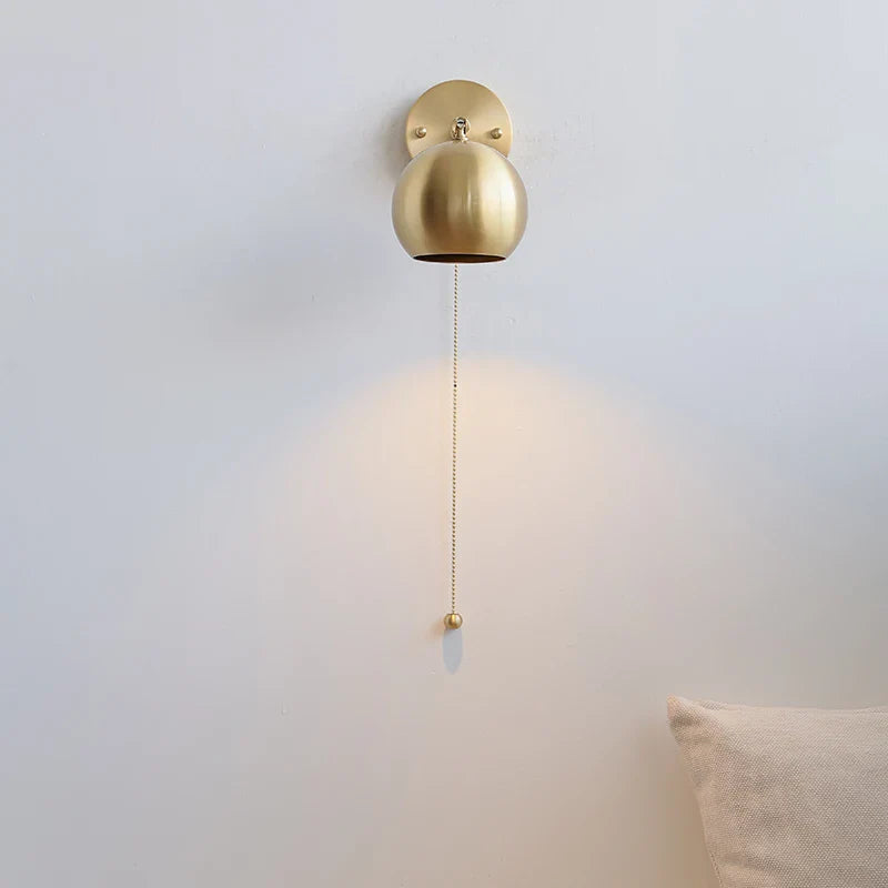 Copper Wall Light with Pull Chain Switch, Modern Nordic Design