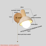 Yellow Travertine Stone Natural Wood LED Wall Light Bedside Lamp