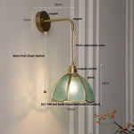 Tiffany Glass LED Wall Sconce Pull Chain Switch Bedroom Foyer Lamp
