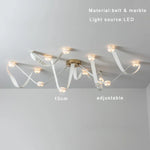 Soft Leather Marble Chandelier: Luxury Dimmable Lighting Fixture for Living Room or Cafe.