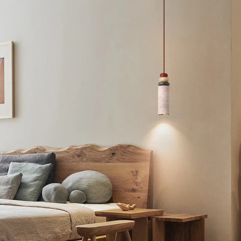 Stone Cylinder LED Pendant Lights for Dining Living Room Kitchen Cafe Loft Decor