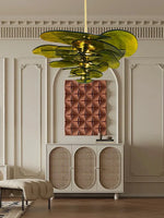 Amber Glass Ceiling Chandelier for Elegant Living Room Decor.