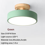 Modern LED Ceiling Lamp - Wood Round Ceiling Lights Macaron Chandelier