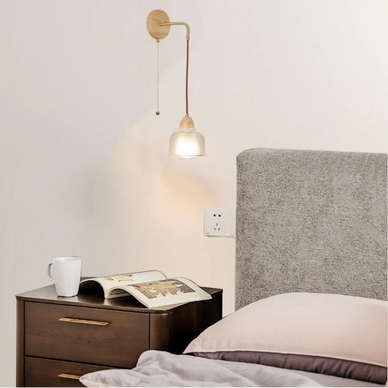Clear Glass LED Wall Light with Pull Chain Switch