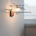 Walnut Glass LED Wall Light: Modern Brass Rotatable Bedside Lamp