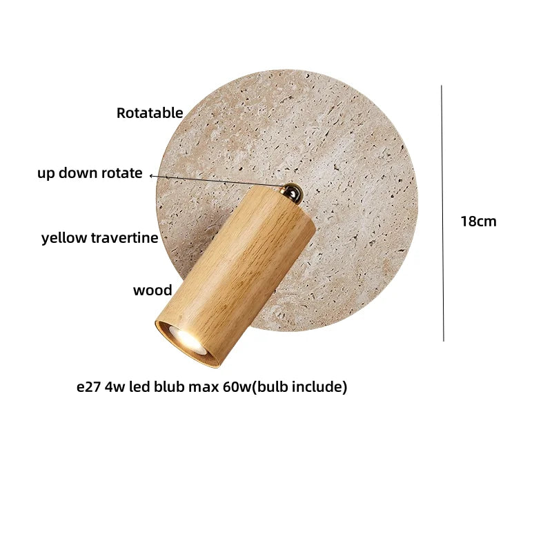 Wabi Sabi LED Wall Sconce, Pull Chain, Rotate Wood Mirror Light