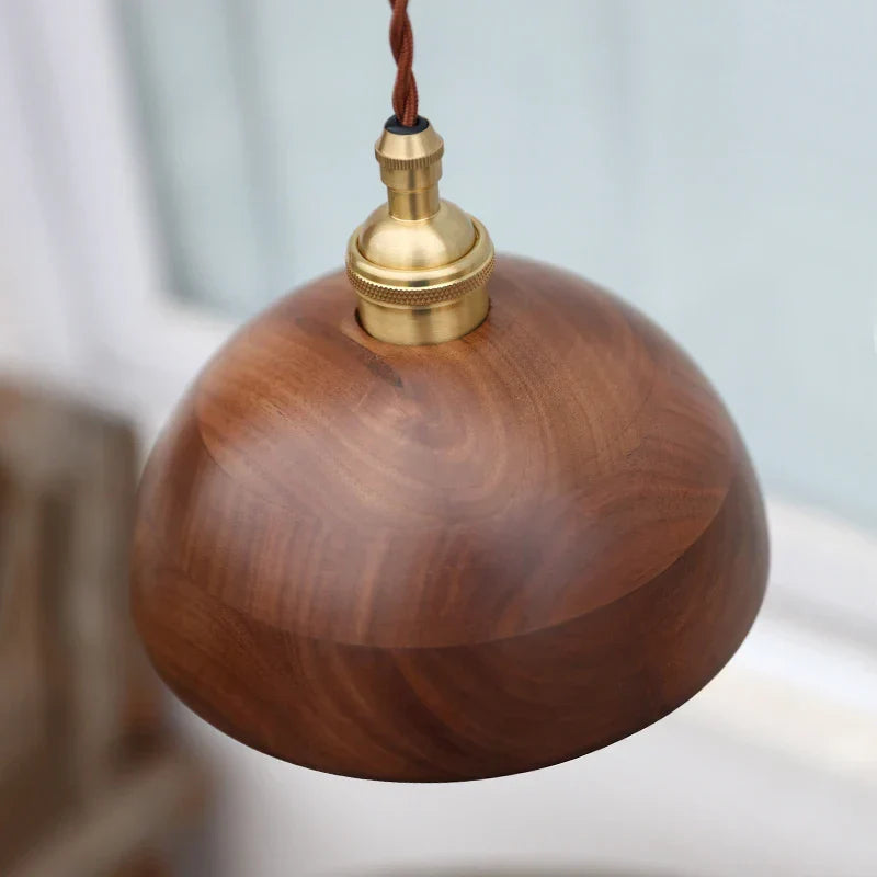 Walnut Wood LED Pendant Light, Modern Nordic Hanging Lamp for Home Decor
