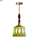 Afralia™ Green Glass LED Pendant Lights American Vintage Hanging Lamp
